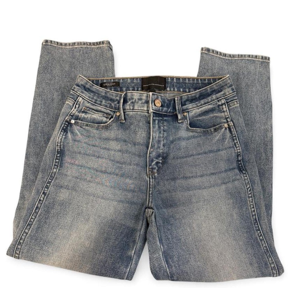 White House Black Market High Rise Straight Sculpt Jeans Blue Denim Size 4